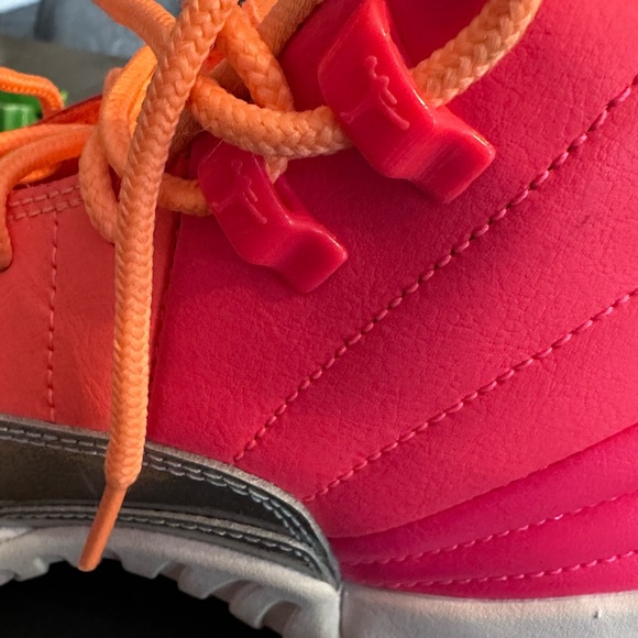 Nike Air Jordan 12 RETRO Pink and Orange Women's Sneakers with Silver Accents - Picture 12 of 15